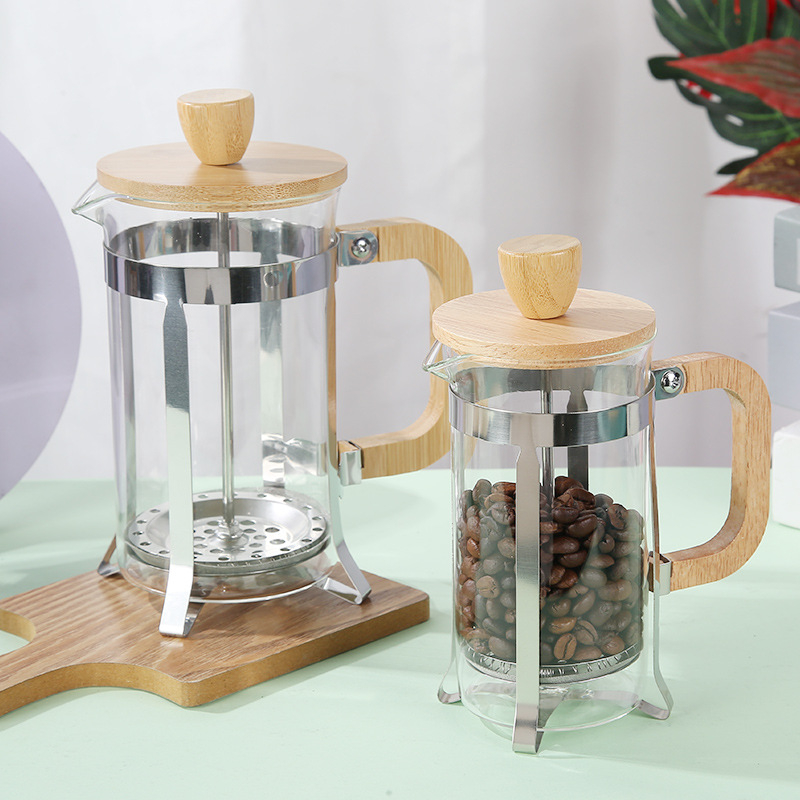 Ma Yika Ceainier din borosilicat rezistent la căldură, cu capac din lemn, filtru din oțel inoxidabil, turnare manuală