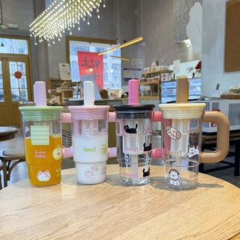 Cană auto cu pai, capacitate mare, ceai cu lapte, mâner pentru montare în mașină, pentru băuturi reci