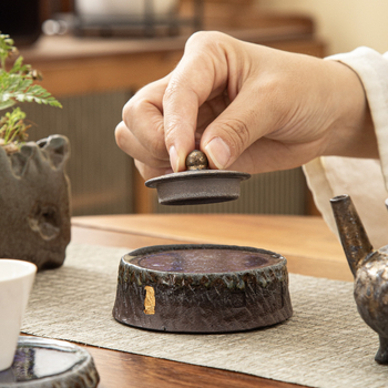 Tiga Gongfu în stil japonez cu finisaj din sticlă antic pentru infuzare uscată, accesorii pentru ceremonie, suport anti-arzire pentru capac, finisaj aurit