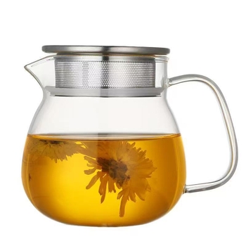 Ceainic din sticlă cu capac și filtru, transparent, rezistent la temperatură, design simplu