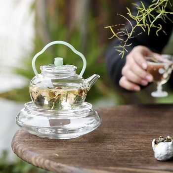 Ceainic din sticlă borosilicată, cu filtru, rezistent la căldură, pentru uz casnic Lily of the Valley