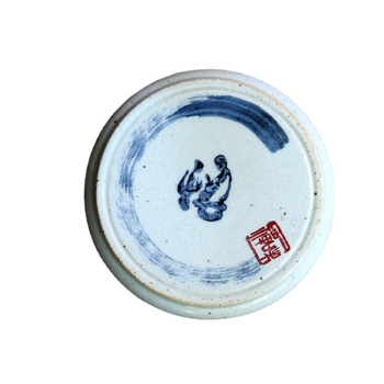 FX Yizi set de ceai ceramic cu suporturi pentru cești pictate manual, decor de caligrafie în stil cerneală și suport circular pentru capac