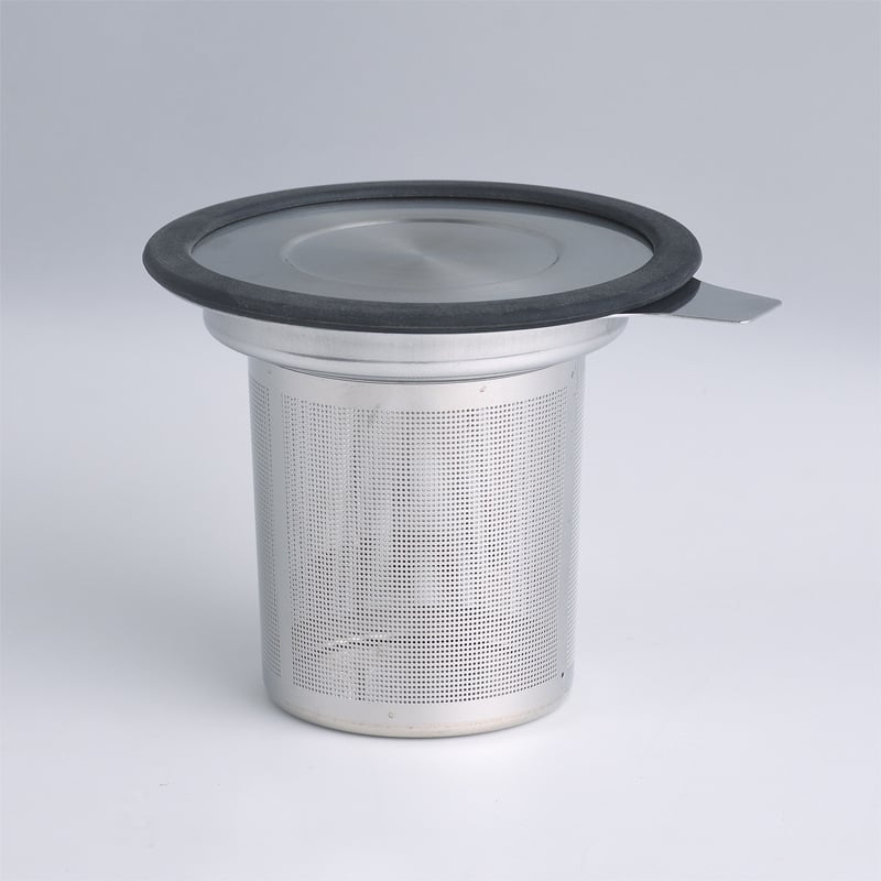 Filtru de ceai din oțel inoxidabil 304, capac din silicon, sită perforată