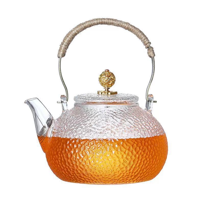 Ceainic din sticlă borosilicat de înaltă calitate, cu mâner gravat, rezistent la temperaturi ridicate, pentru utilizare acasă pe plita ceramică electrică