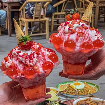 Cupe de unică folosință pentru gheață rasă, cu design de fulg de zăpadă și formă de petale, pentru deserturi comerciale