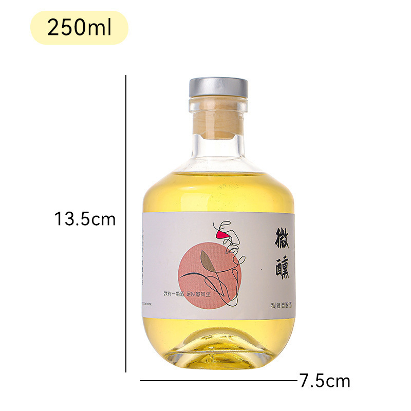 250 ml prozirna visoko kvalitetna staklena boca za domaće voće vino, boca za napitke, 500 ml zatvorena boca za alkohol, prazna boca za porcijsko doziranje