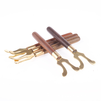 Clește din fier pentru ceai, cu mâner Ebony-Rosewood – accesorii ceremonie ceai, clip pentru capac cu placare cupru