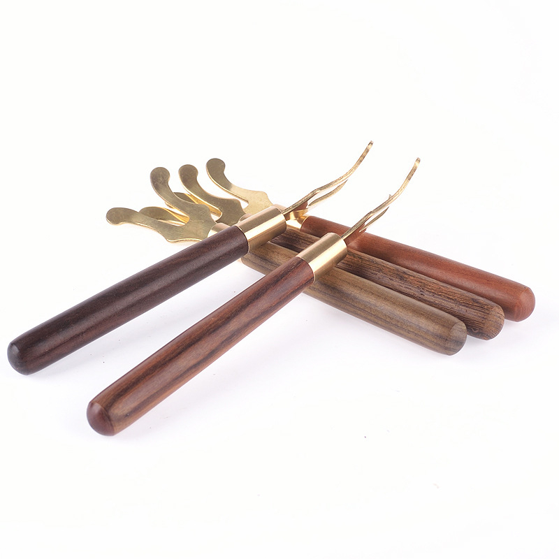 Clește din fier pentru ceai, cu mâner Ebony-Rosewood – accesorii ceremonie ceai, clip pentru capac cu placare cupru