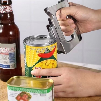 Deschizător de conserve din oțel inoxidabil, deschizător multifuncțional pentru sticle, deschizător manual pentru capace și conserve, unealtă simplă