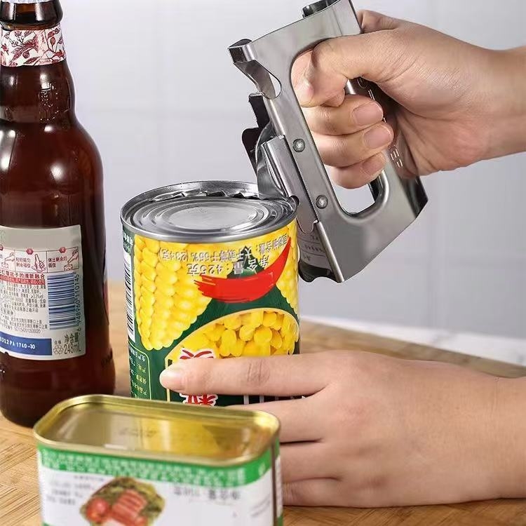 Deschizător de conserve din oțel inoxidabil, deschizător multifuncțional pentru sticle, deschizător manual pentru capace și conserve, unealtă simplă