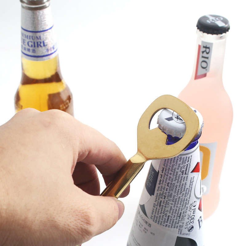 Deschizător de sticle din oțel inoxidabil, pentru bere, multifuncțional, cu logo imprimat