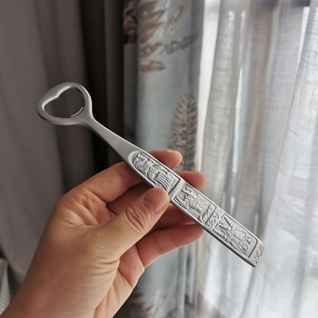 Deschizător de sticle bere cu relief retro din oțel inoxidabil 18/10, cu figură, 304 de înaltă calitate