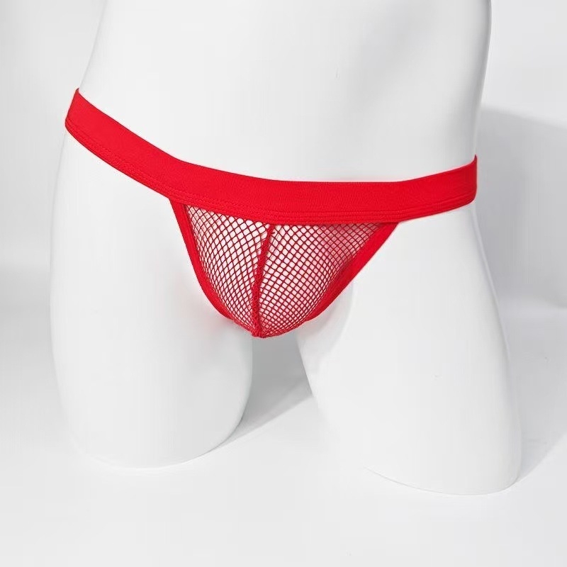 Muške erotske prozirne gaćice s niskim strukom, mrežasti džep i podizanje stražnjice
