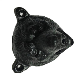 Deschizător de sticle de bere montat pe perete, din fontă, cu cap de urs, design retro