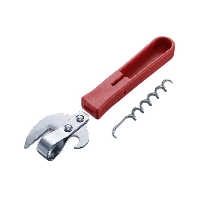 Deschizător multifuncțional pentru sticle din oțel inoxidabil, mâner din plastic – deschizător de vin, de bere și conserve, cu design cap de taur