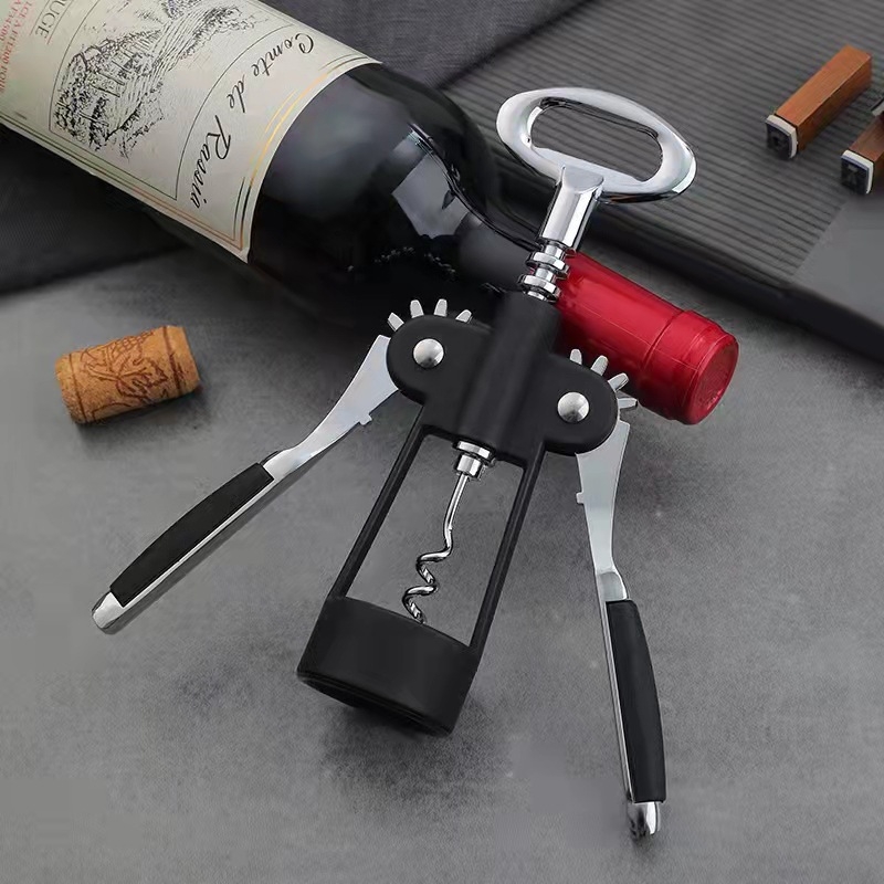 Deschizător multifuncțional pentru sticle de vin, uz casnic, din aliaj de zinc și oțel inoxidabil, portabil și pliabil