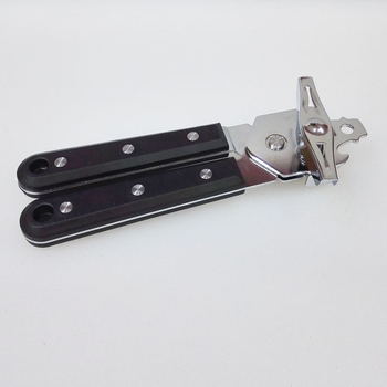Deschizător manual multifuncțional pentru conserve, cu mâner din oțel inoxidabil și lemn, pentru deschiderea recipientelor cu lapte praf și a borcanelor cu fructe; deschizător Bakelite pentru sticle; cuțit pentru conserve