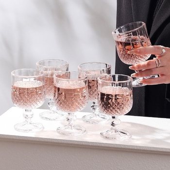 Pahar de vin din cristal, tăietură diamant, 101–200 ml, picior înalt și scurt, pahar elegant pentru vin, șampanie și whisky