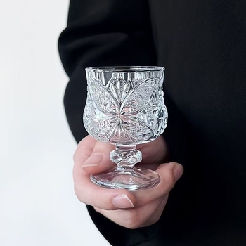 Mini pahar înalt, gravat, 50 ml, stil vintage, pentru uz casnic