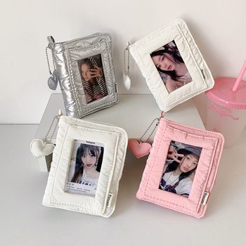 Hisocute Argintiu M5 album de carduri cu grilă unică pentru fete, fotografii Polaroid de 3 inci, închidere magnetică, album foto cu foi detașabile
