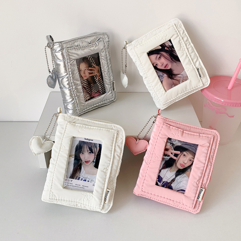 Hisocute Argintiu M5 album de carduri cu grilă unică pentru fete, fotografii Polaroid de 3 inci, închidere magnetică, album foto cu foi detașabile