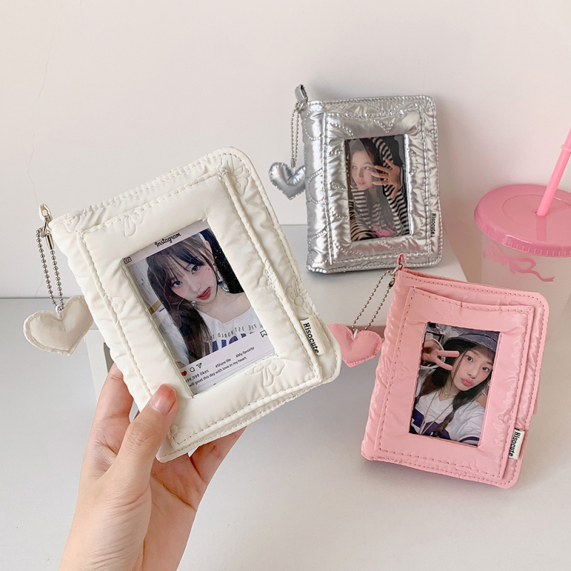 Hisocute Argintiu M5 album de carduri cu grilă unică pentru fete, fotografii Polaroid de 3 inci, închidere magnetică, album foto cu foi detașabile