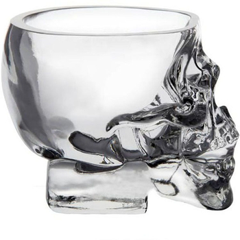Pahar din sticlă cu craniu pentru spirite – design creativ pentru vodkă, stil retro