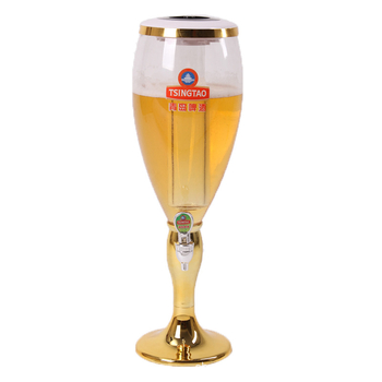 Dispenser de lichid Yx cu coloană de gheață, model în stil epocă, 3 L / 1,5 L / 2 L, baril pentru lichior și bere cu robinete duble, culoare aur și argint, cu logo imprimat