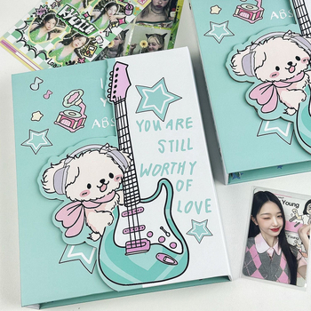 Guitar Puppy A5 Album pentru carduri, formă neregulată, închidere magnetică, stil Instagram, distribuție cu patru câmpuri pentru carduri mici