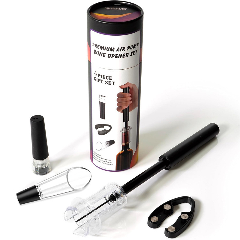 Set din patru piese pentru deschizător de vin cu acționare pneumatică, negru