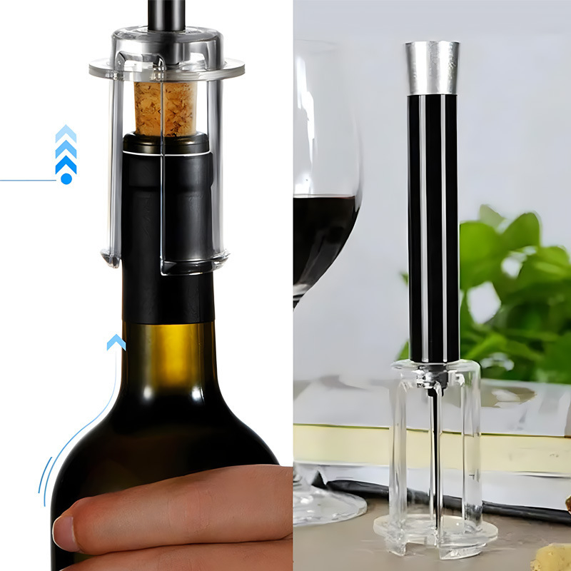 Set din patru piese pentru deschizător de vin cu acționare pneumatică, negru
