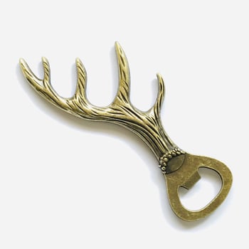 Deschizător de sticle pentru bere din aliaj de zinc, cu design de coarne de cerb, finisaj bronz retro