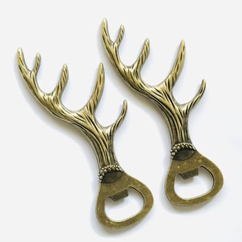 Deschizător de sticle pentru bere din aliaj de zinc, cu design de coarne de cerb, finisaj bronz retro
