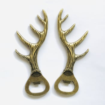 Deschizător de sticle pentru bere din aliaj de zinc, cu design de coarne de cerb, finisaj bronz retro
