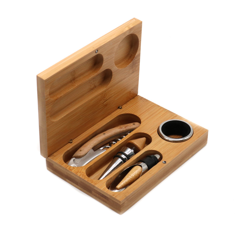 H170 Set cadou din bambus, 4 deschizătoare de sticle de vin