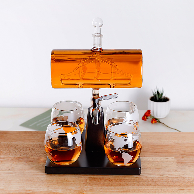 Decantoare de vodcă, seturi de decantare pentru whisky și suport din lemn Hengfan pentru sticle de vin