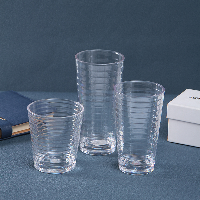 Mass Burning pahar de bere din acrilic PC cu dungi orizontale, pahar plastic durabil 200 ml