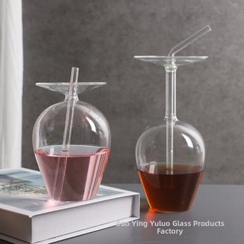 Pahar creativ din sticlă pentru cocktailuri, uz casnic, pahar de vin transparent cu design invers