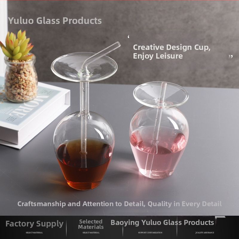 Pahar creativ din sticlă pentru cocktailuri, uz casnic, pahar de vin transparent cu design invers