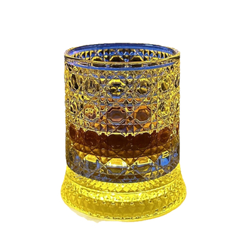 Pahar de whisky cu bază rotativă și plăcuță iluminată