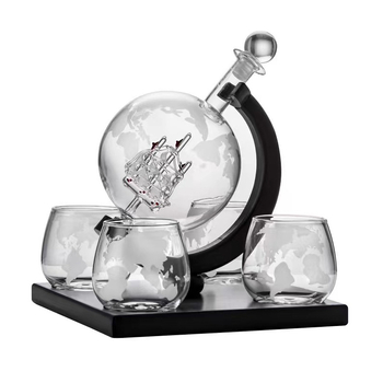 Set de decantor pentru whisky, în formă de glob, pentru uz casnic, sticlă borosilikat, design modern minimalist
