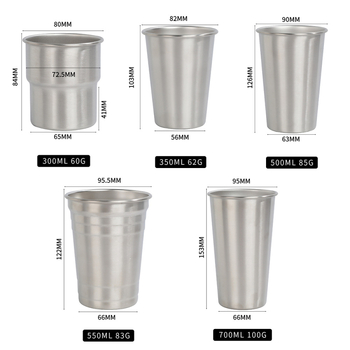 Pahar din oțel inoxidabil cu un singur perete, 501–600 ml, 304, pentru cafea sau bere, cană de camping, formă pătrată