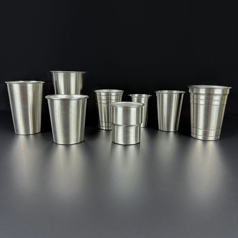 Pahar din oțel inoxidabil cu un singur perete, 501–600 ml, 304, pentru cafea sau bere, cană de camping, formă pătrată
