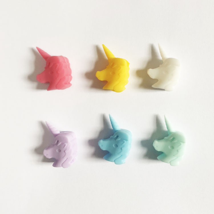 Markere pentru pahare de vin, unicorn, din silicon, set de 6 bucăți