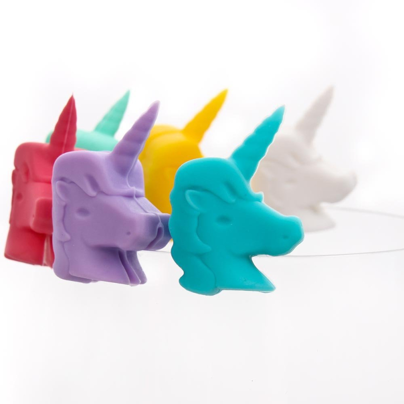 Markere pentru pahare de vin, unicorn, din silicon, set de 6 bucăți
