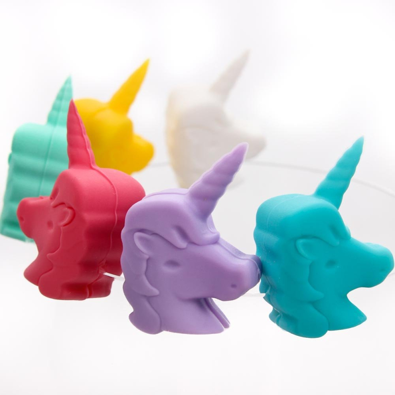 Markere pentru pahare de vin, unicorn, din silicon, set de 6 bucăți
