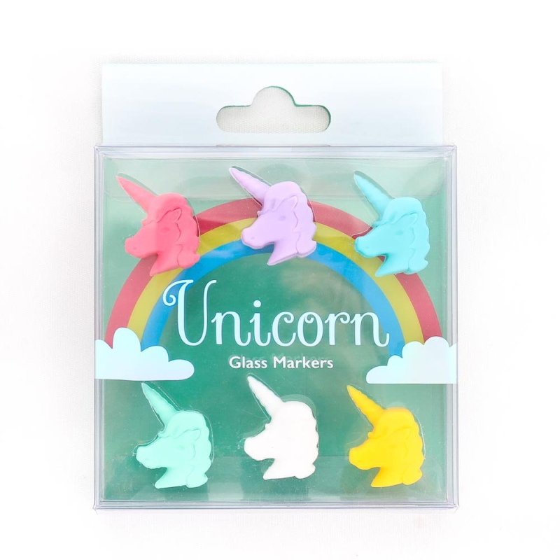 Markere pentru pahare de vin, unicorn, din silicon, set de 6 bucăți