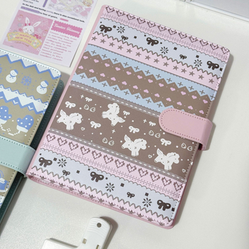 Fair Isle A5 album pentru carduri în stil piele, cu patru compartimente, Idol capacitate mare pentru carduri mici, binder din piele pentru femei