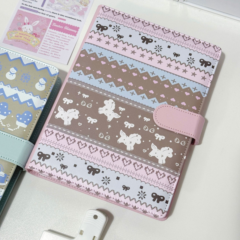 Fair Isle A5 album pentru carduri în stil piele, cu patru compartimente, Idol capacitate mare pentru carduri mici, binder din piele pentru femei