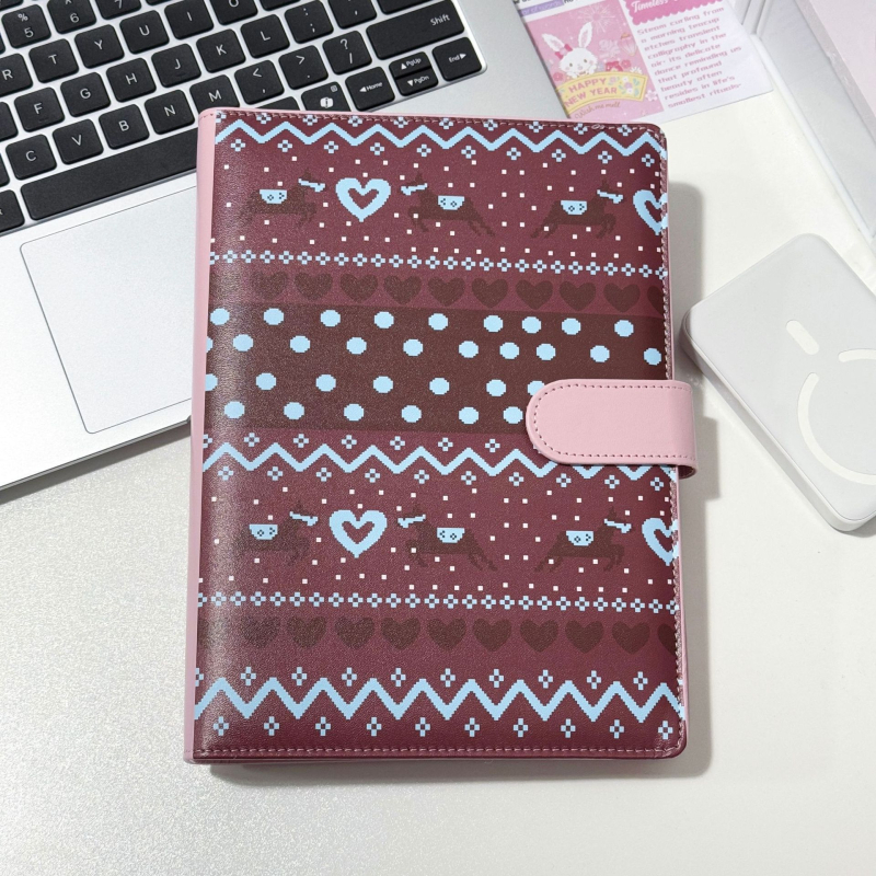 Fair Isle A5 album pentru carduri în stil piele, cu patru compartimente, Idol capacitate mare pentru carduri mici, binder din piele pentru femei